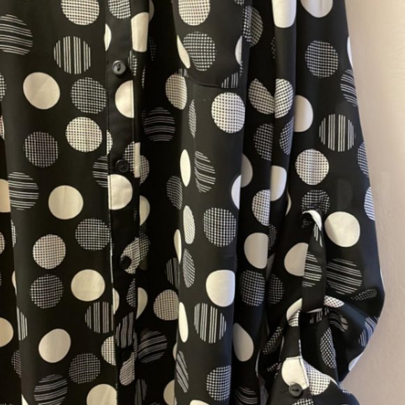 Collection by Michael Strahan Polka Dot Button-Up Blouse, women Size XXL - Picture 4 of 6